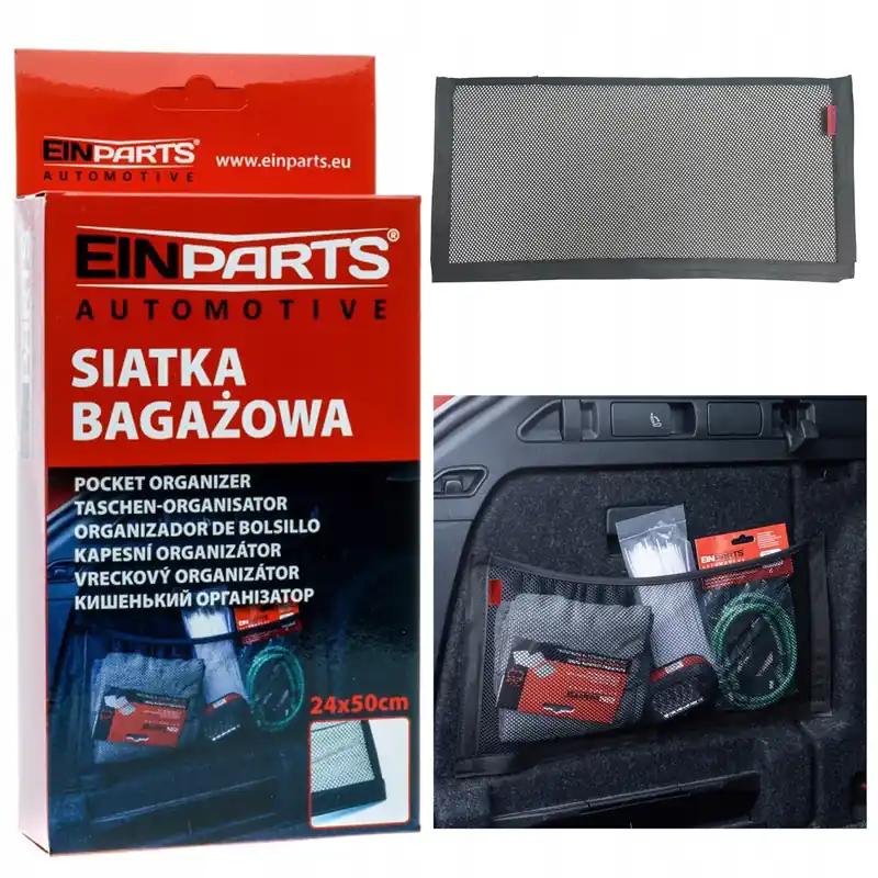 Wysoka jakość SIATKA ORGANIZER DO BAGAŻNIKA NA RZEP SAMOCHODOWA PRZYCZEPIANA 50x24CM