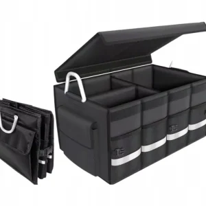 Zamów teraz SZTYWNY ORGANIZER BAGAŻNIKA TORBA DO AUTA SAMOCHODU Z UCHWYTAMI ALU POKRYWĄ