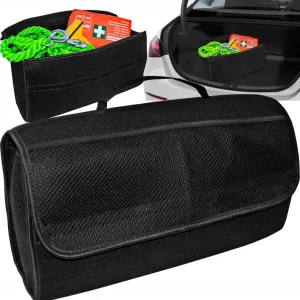 Oferta limitowana TORBA ORGANIZER DO BAGAŻNIKA NA AKCESORIA DUŻA NA RZEP CZARNY FILC KUFEREK