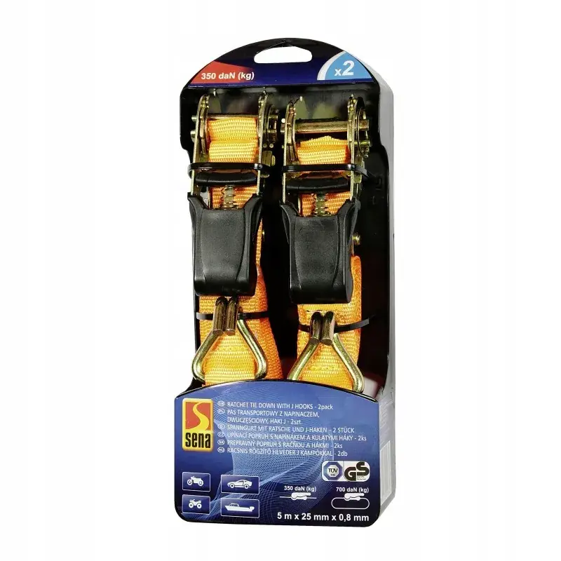 2 x Pas transportowy z napinaczem dwuczęściowy haki J 25mm x 5m 700 kg Promocja