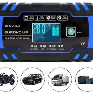 Popularny PROSTOWNIK ŁADOWARKA DO AKUMULATORA LCD 12V 24V 8A FUNKCJA NAPRAWY AKU.