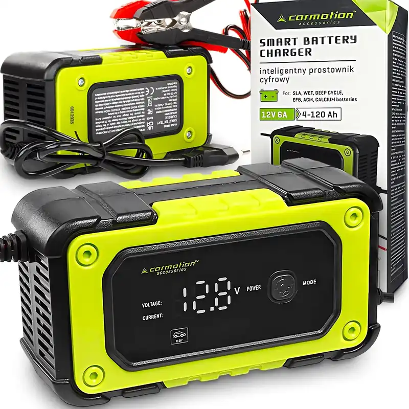 Szybka dostawa INTELIGENTNY PROSTOWNIK CYFROWY DO AUMULATORÓW 12V 6A 4-120Ah NAPRAWA AKU