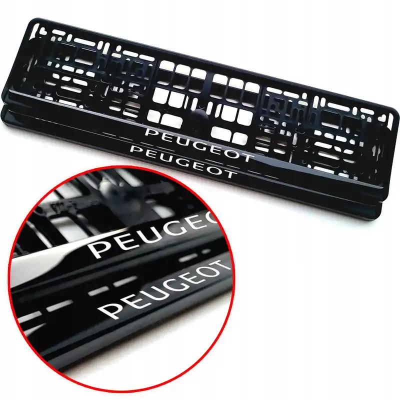 ŚWIETNA RAMKA NA TABLICĘ REJESTRACYJNĄ PEUGEOT NADRUK ŻEL 2 szt. PREMIUM Oferta