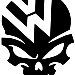 Oryginalny VOLKSWAGEN czaszka wlepa naklejka rozmiary kolor: Czarny, rozmiar w cm: 10X