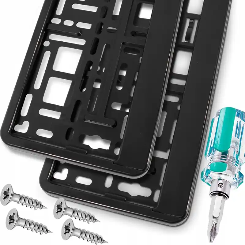 2X RAMKA RAMKI CZARNE POD TABLICE REJESTRACYJNE UE DE PL RAMKI DO TABLIC Najlepsza cena