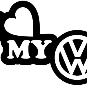VOLKSWAGEN i love my wlepa naklejka rozmiary kolor: Czarny, rozmiar w cm: 4 Wyprzedaż