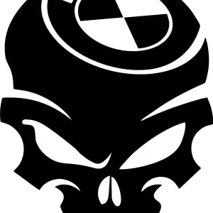 Popularny BMW czaszka wlepa naklejka rozmiary kolor: Czarny, rozmiar w cm: 40X31