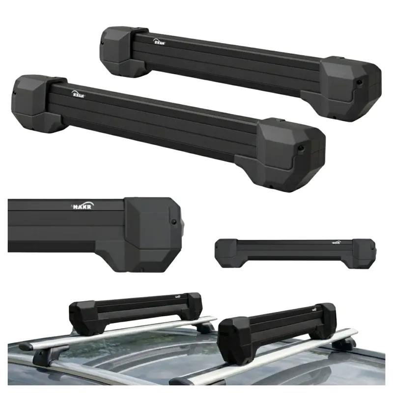 Wysoka jakość Bagażnik na narty HAKR 4 pary uchwyt narciarski 2 deski aluminium czarny