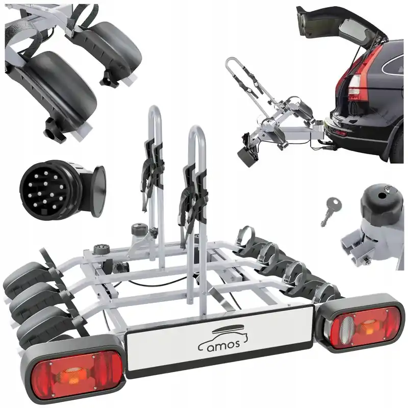 BAGAŻNIK ROWEROWY NA HAK PLATFORMA 4 ROWERY 13 PIN Najlepsza cena