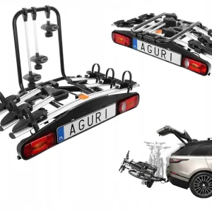 Bagażnik uchwyt platforma rowerowy na hak AGURI ACTIVE BIKE silver 3 rowery Darmowa dostawa