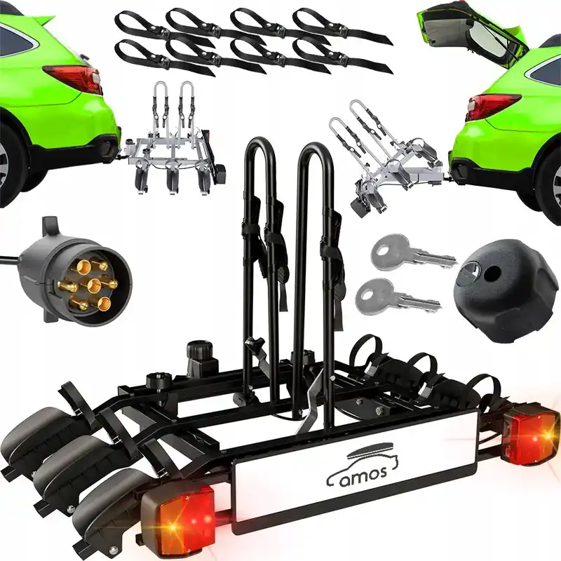 Rabat Bagażnik Rowerowy na hak AMOS Tytan 3 PLATFORMA ROWERY do 75kg +UCHYŁ bike