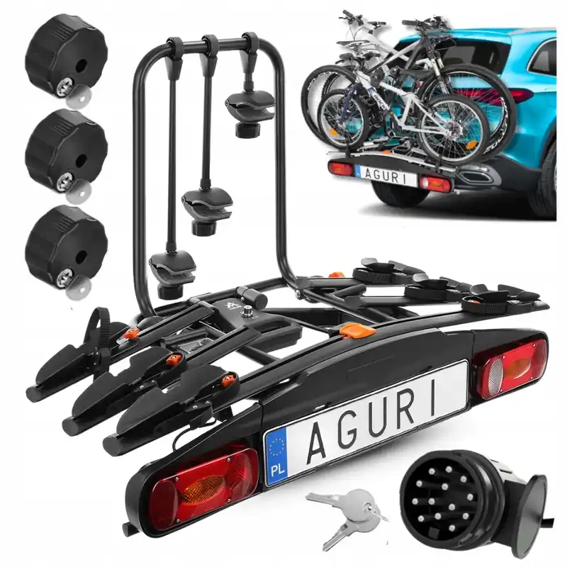 Oferta limitowana UCHWYT ROWEROWY BAGAŻNIK NA HAK 3 ROWERY AGURI ACTIVE BIKE UCHYLNY