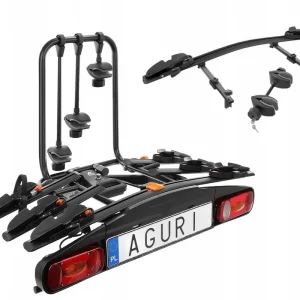 Ostatnia szansa ZESTAW Bagażnik na hak Aguri Active Bike 3 czarny + Adapter na 4 Rower