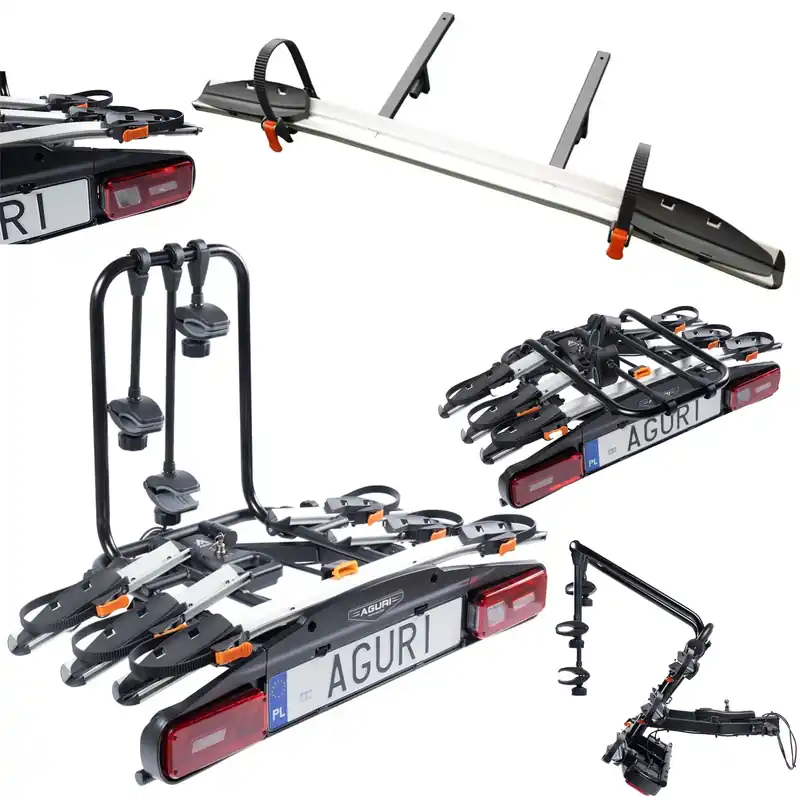 Oferta Bagażnik na hak Aguri Active Bike Pro 3 srebrny + Adapter na 4 rower ZESTAW