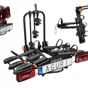 Uchylany bagażnik rowerowy platforma na hak Aguri Krab 3 Black na 3 rowery Oryginalny