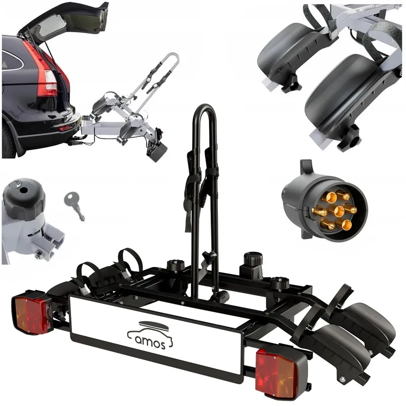 Platforma rowerowa bagażnik na hak Amos TYTAN 2 PLUS 2 rowery 7PIN CZARNA Wyprzedaż