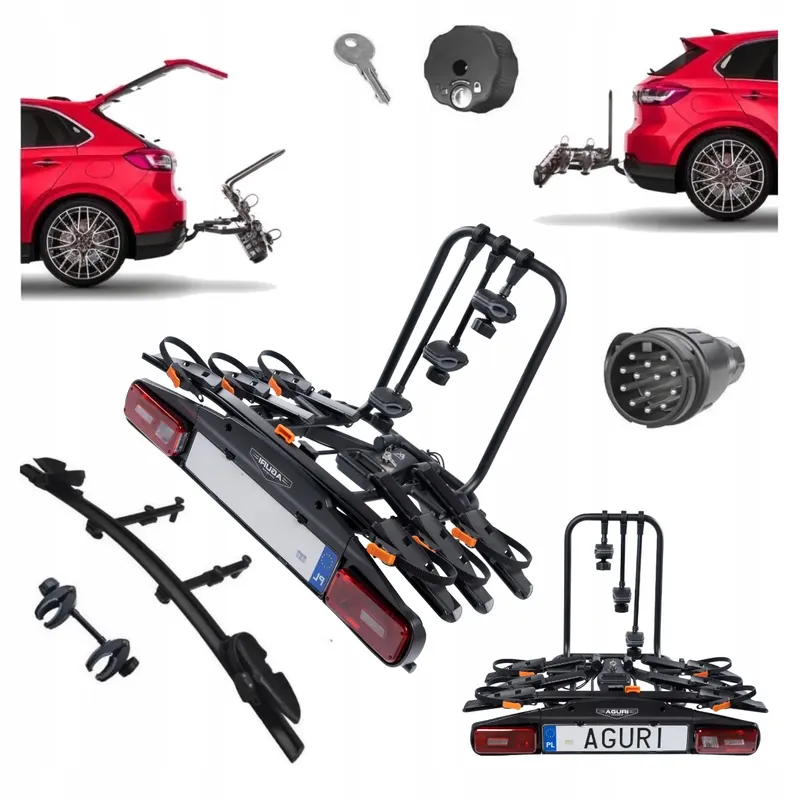 Bezpieczna płatność Platforma rowerowa Aguri Active Bike Pro 3 na 4 rowery czarna składana