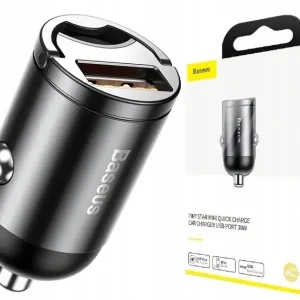 Wyprzedaż BASEUS MAŁA SZYBKA ŁADOWARKA SAMOCHODOWA USB QC 3.0 30W NIE WYSTAJE Z PORTU