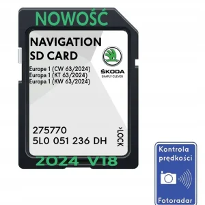 Autentyczny MAPA SKODA MIB2 SUPERB OCTAVIA YETI 2024 RADARY