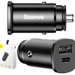 BASEUS SZYBKA ŁADOWARKA SAMOCHODOWA USB/USB-C DO GNIAZDA ZAPALNICZKI 30W QC Zwrot pieniędzy