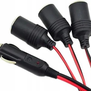 Autentyczny Przedłużacz gniazda zapalniczki MOCNY 15A 12V 24V 3 GNIAZDA 200 cm.