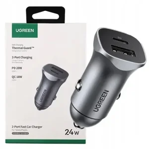 ŁADOWARKA SAMOCHODOWA UGREEN 24W USB-C USB-A 2-PORT FAST CAR CHARGER Autentyczny