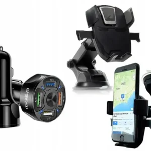 Nowość SAMOZACISKOWY MOCNY UCHWYT DO SZYBY DESKI ŁADOWARKA SAMOCHODOWA 4xUSB 7A