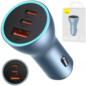 BASEUS ŁADOWARKA SAMOCHODOWA MOCNA SZYBKA 1xUSB 2xUSB-C 65W QC 4.0+ PD AFC Szybka dostawa