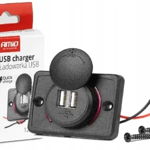 Zamów teraz Ładowarka samochodowa z gniazdem 2x USB czerwone światło kwadratowa 12V 24V