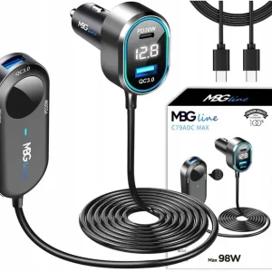 Wysoka jakość ROZDZIELACZ GNIAZDA ZAPALNICZKI ŁADOWARKA USB LED WOLTOMIERZ 98W PD30W QC