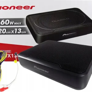 PIONEER SUBWOOFER AKTYWNY POD SIEDZENIE FOTEL PŁASKI + WZMACNIACZ KABLE Wyprzedaż
