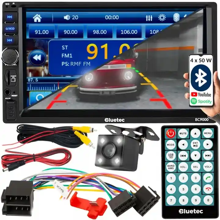 Kup teraz RADIO SAMOCHODOWE BLUETOOTH 2 DIN 7" RDS USB MICRO SD 4x50W KAMERA COFANIA