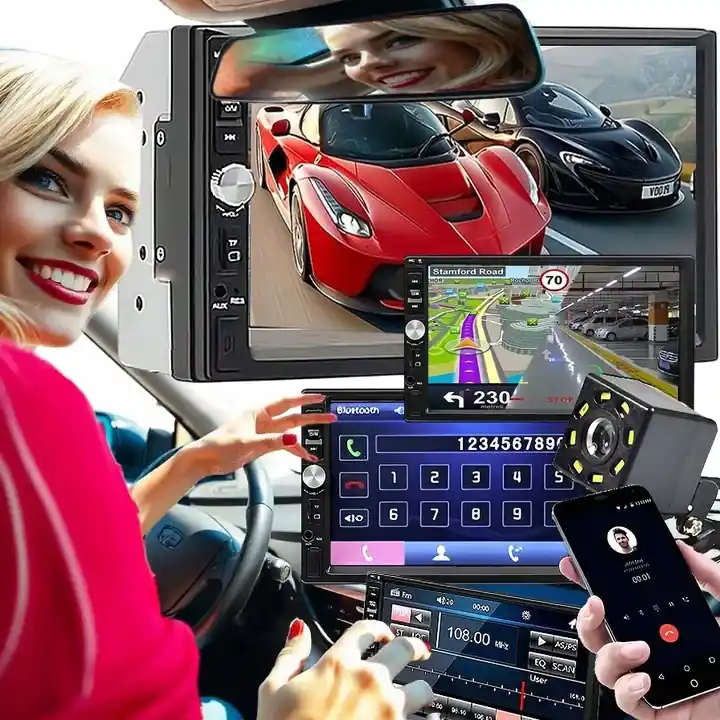 Premium RADIO SAMOCHODOWE BLUETOOTH 2DIN 7 CALI Auta Samochodu KAMERA COFANIA
