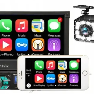 Oryginalny RADIO SAMOCHODOWE 1DIN 7'' BT WYSUWANY EKRAN +KAMERA COFANIA 12LED