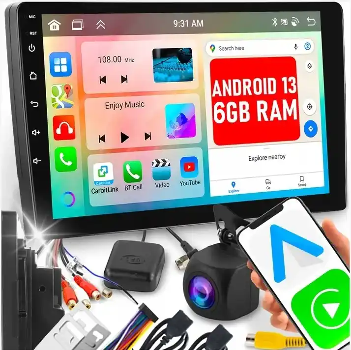 Ekspresowa dostawa RADIO SAMOCHODOWE 2 DIN ANDROID AUTO CARPLAY 6GB RAM WIFI GPS RDS DSP FM 9"