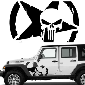 Kup teraz NAKLEJKA Grafika na samochód JEEP Gwiazda Czaszka Gwiazda OFFROAD 50x30