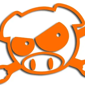 Wycinana naklejka PIG / ŚWINKA / ŚWINIA - KLUCZE subaru pomarańczowa Ekspresowa dostawa