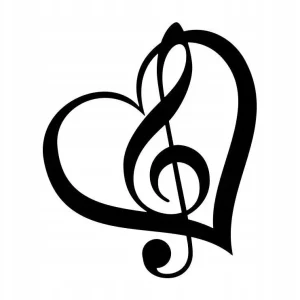 NAKLEJKA NA AUTO, SAMOCHÓD, SZYBĘ KLUCZ WIOLINOWY SERCE NUTKA Nowość