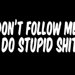Popularny Naklejka Wlepa Don't Follow Me i Do Stupid Shit ... Sticker Samochód Kask