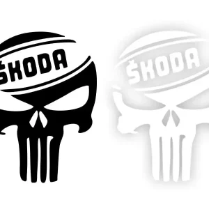SKODA PUNISHER CZASZKA - Naklejka na samochód na auto KOLOR Popularny