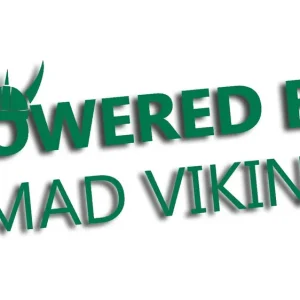 Wycinana naklejka POWERED BY 5 MAD VIKINGS volvo saab zielona Oryginalny