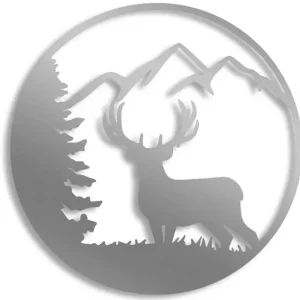 Autentyczny Wycinana naklejka NATURA góry jeleń las srebrna