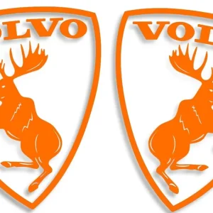 Wycinane naklejki komplet ŁOŚ VOLVO HD lewy i prawy pomarańczowe Niska cena