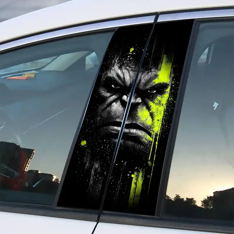 Wyprzedaż NAKLEJKA NA SŁUPEK AUTA "TWARZ HULKA" FOLIA PREMIUM 50x25