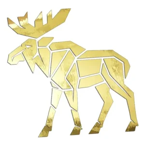 Oferta limitowana Wycinana naklejka ŁOŚ GEOMETRYCZNY złoty chrom - J and A