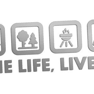 Wycinana naklejka ONE LIFE - LIVE IT - GÓRY LAS CAMPING srebrna - J and A Zamów teraz