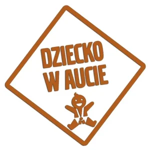 Wycinana naklejka DZIECKO W AUCIE brązowa - J and A Tani