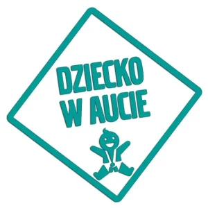 Wycinana naklejka DZIECKO W AUCIE turkusowa - J and A Wyprzedaż