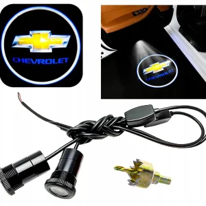 Autentyczny ZESTAW 2x LAMPKA LED PROJEKTOR LOGO CHEVROLET CHEVY HOLOGRAM HD RZUTNIK 12V