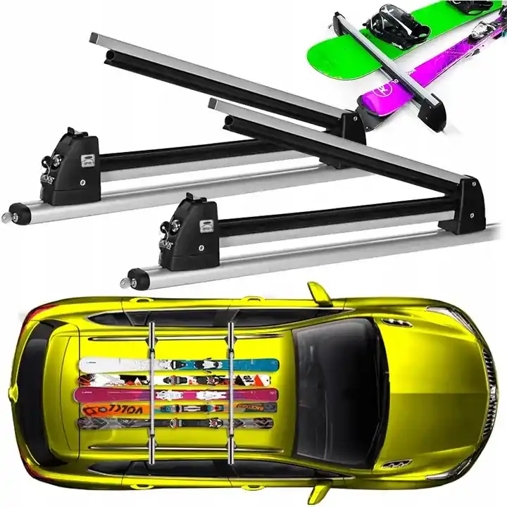 Premium BAGAŻNIK NARCIARSKI 5 PAR NART 4 DESKI UCHWYT NA DACH NA NARTY I SNOWBOARD